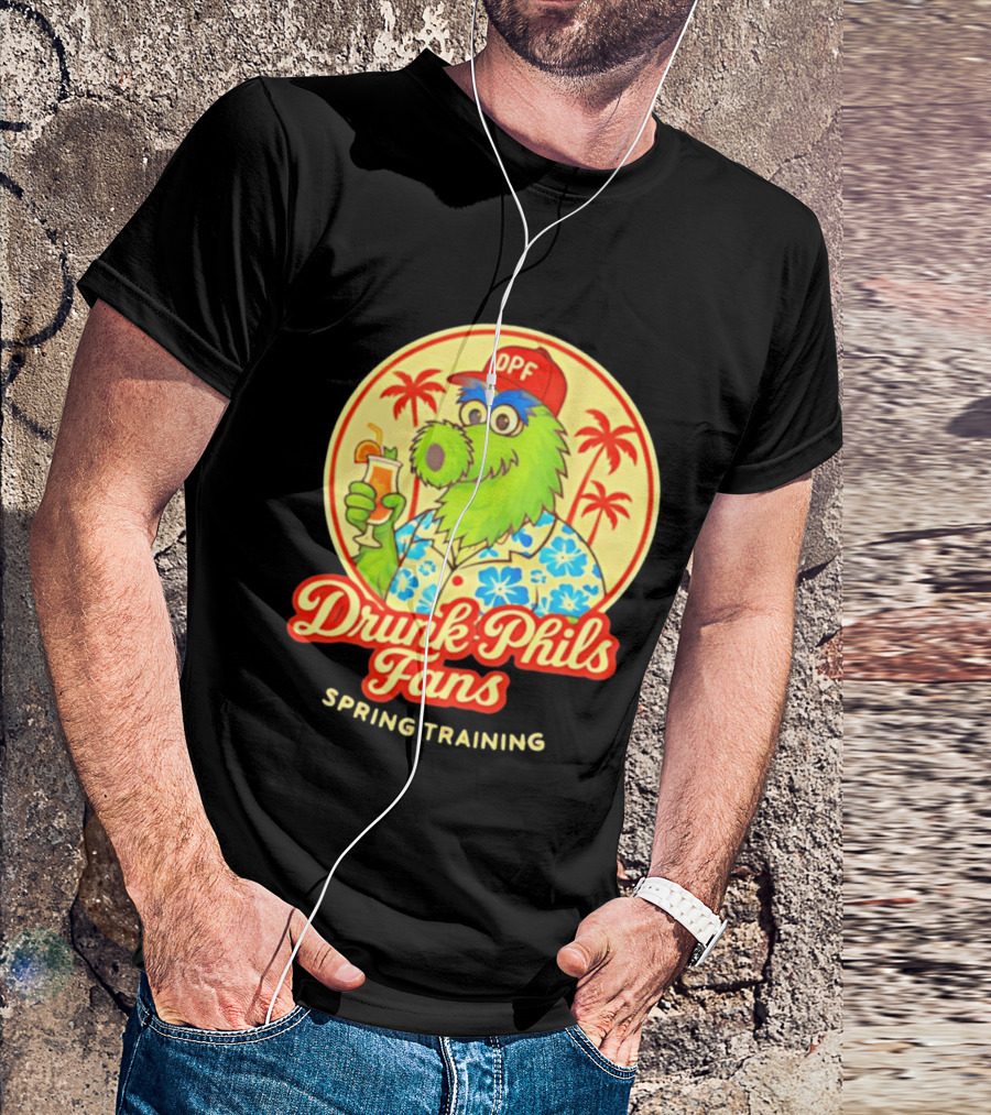 Drunk Phils Fans DPF Mascot Hawaiian Spring Training Palm Trees T-Shirt