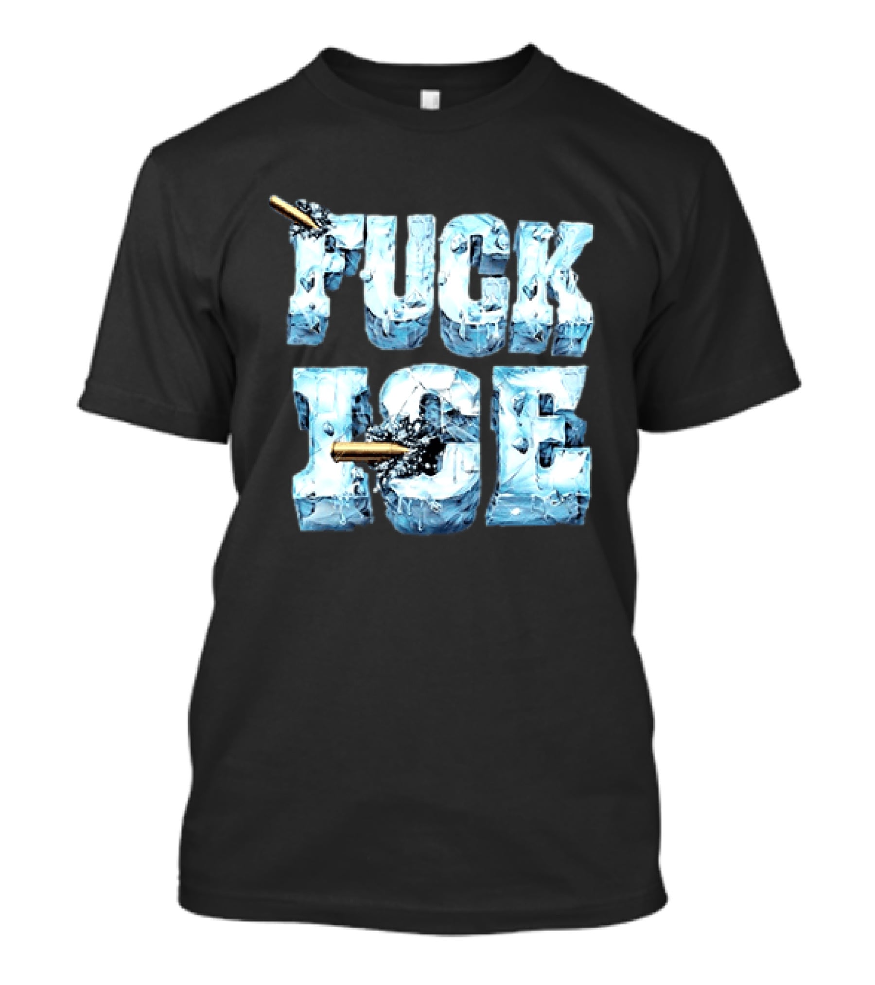 FUCK ICE Bullet Impact Ice Block Letters T-Shirt