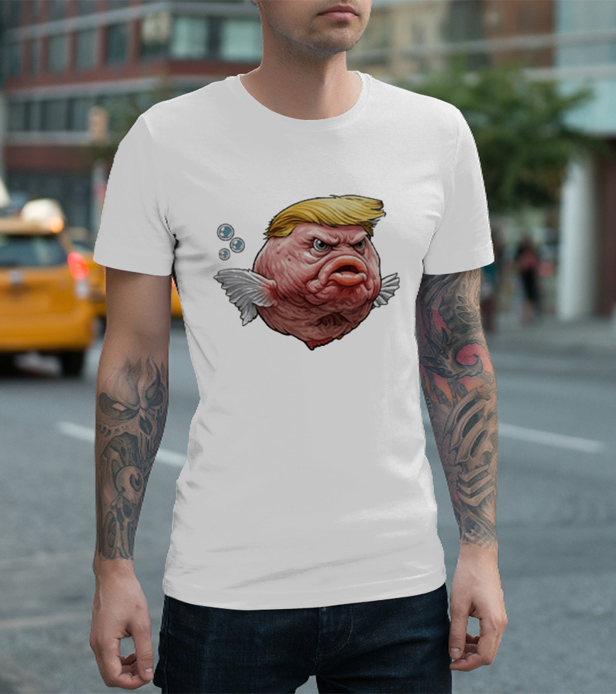 Angry Fish Trump Political Cartoon Satire T-Shirt