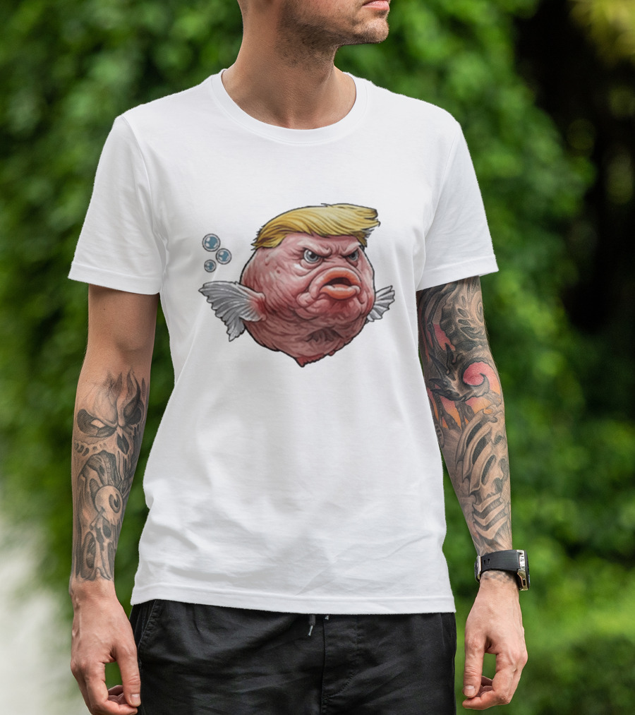 Angry Fish Trump Political Cartoon Satire T-Shirt