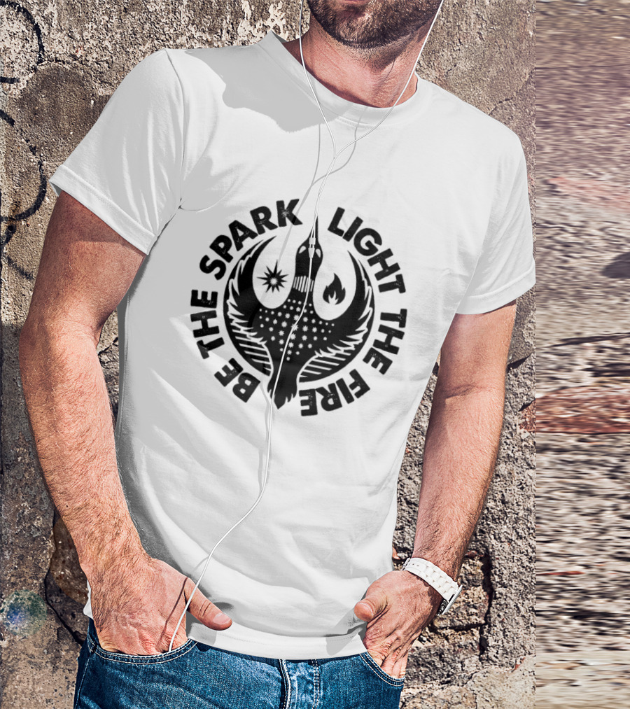 Be The Spark Light The Fire Phoenix Stars And Flames Crest T-Shirt