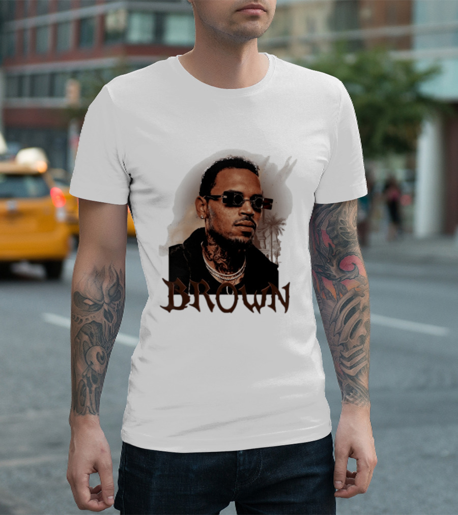 Chris Brown Highline Urban Style Sunglasses And Tattoos T-Shirt