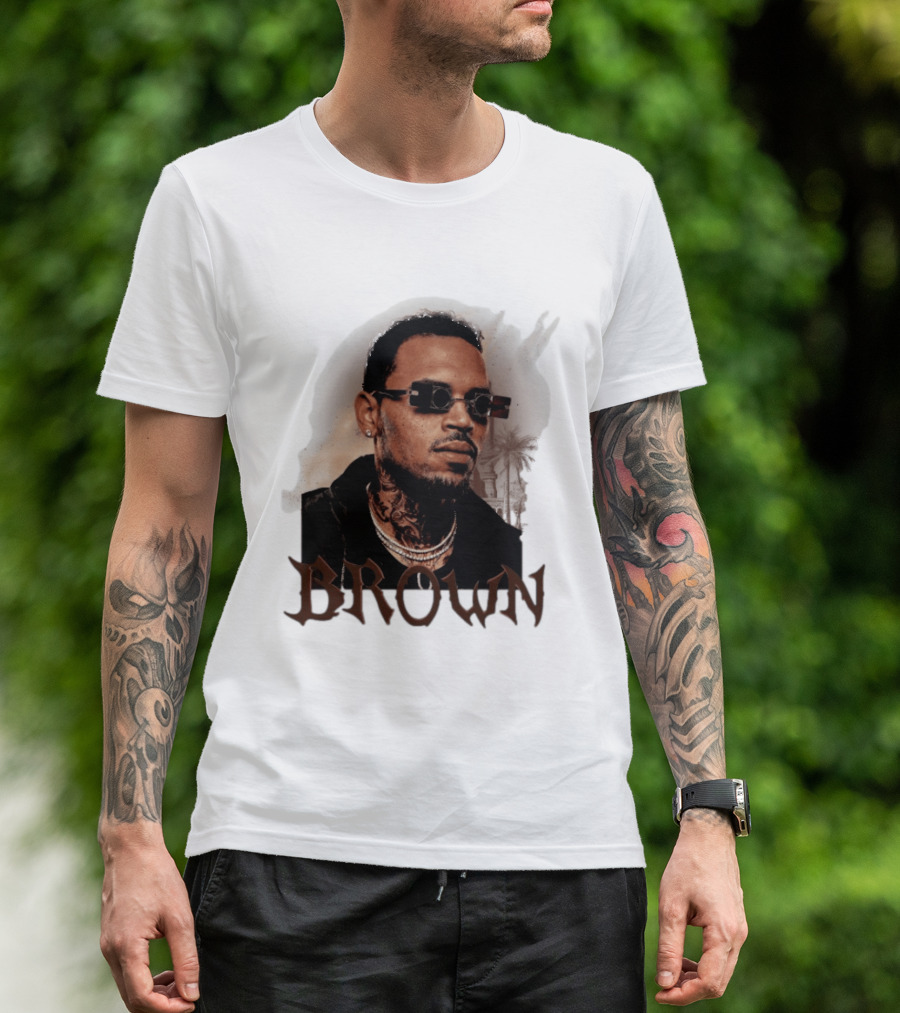 Chris Brown Highline Urban Style Sunglasses And Tattoos T-Shirt