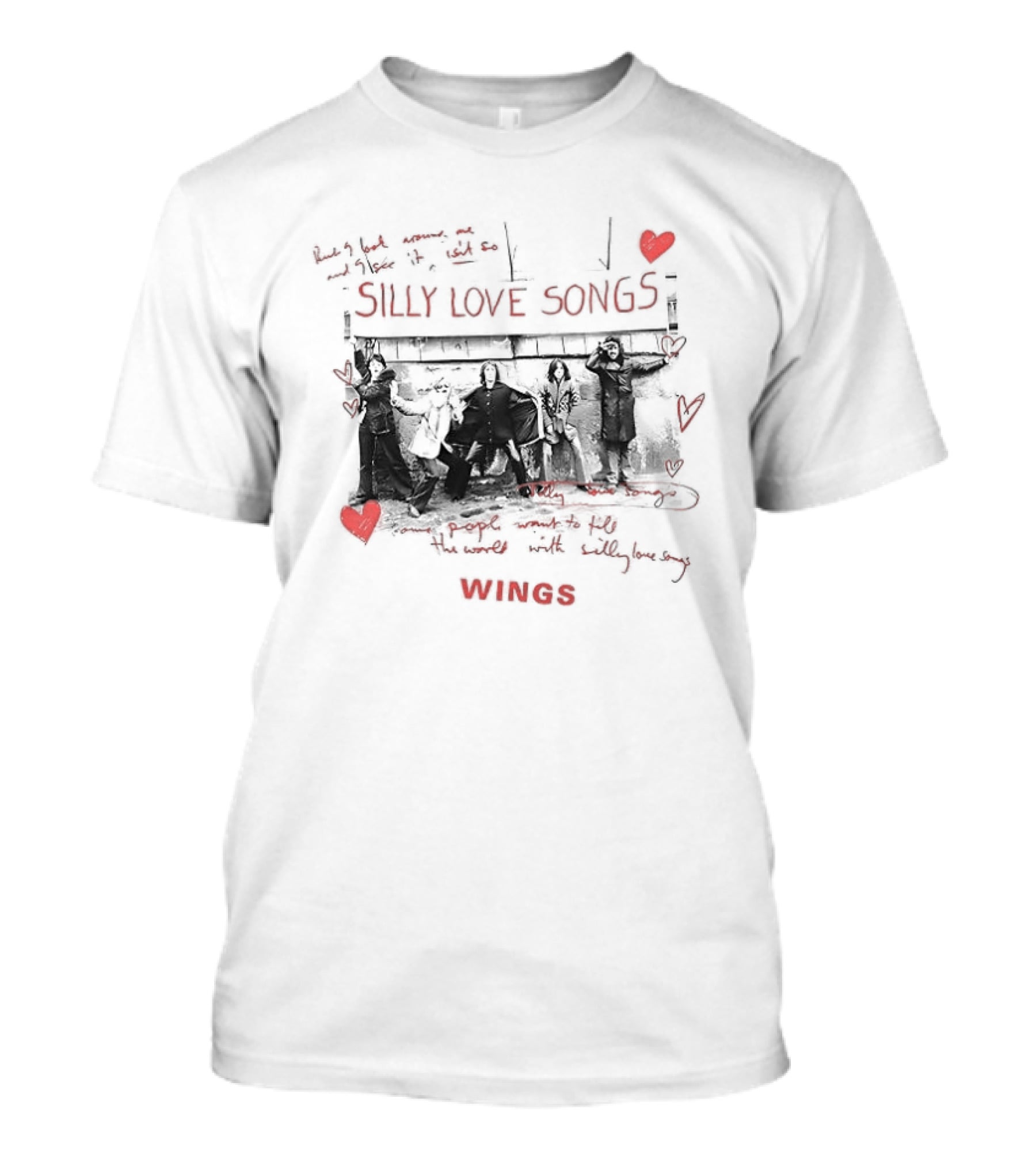 Silly Love Songs Wings Red Heart Music Band T-Shirt