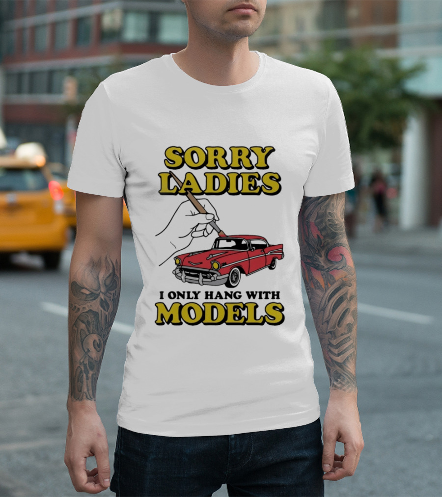 Sorry Ladies I Only Hang With Car Models Vintage Red Classic Car Painting T-Shirt
