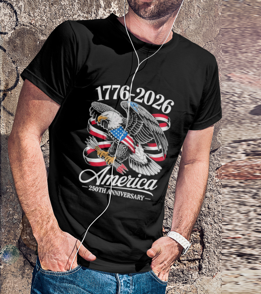 1776 2026 America 250th Anniversary Eagle Flag T-Shirt