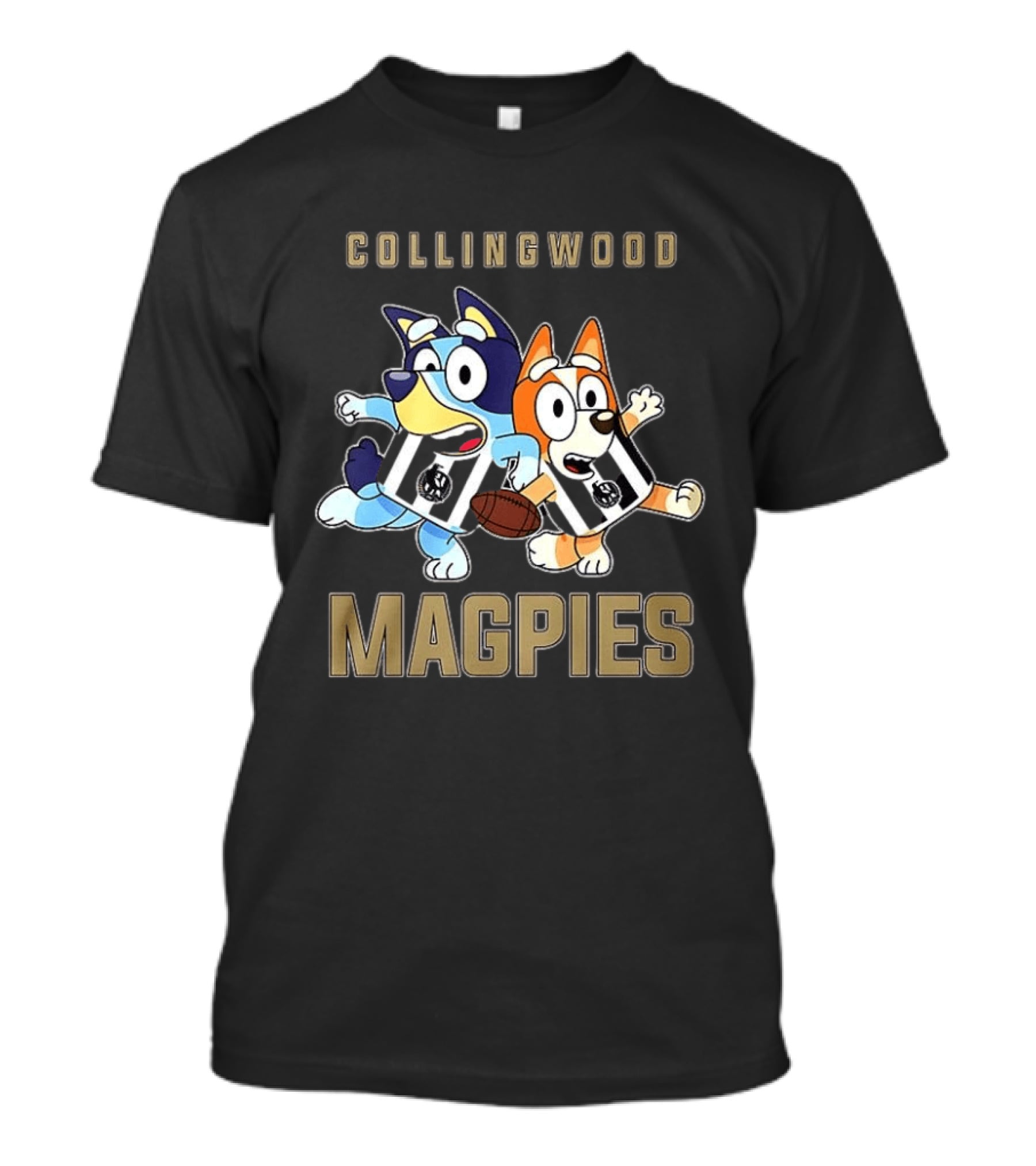 Collingwood Magpies Bluey And Bingo Playful Team Spirit T-Shirt