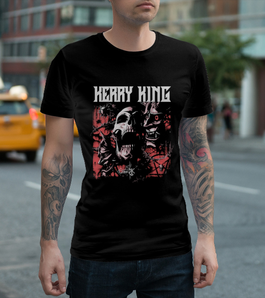 Kerry King Hell Echo Distorted Faces Red White T-Shirt