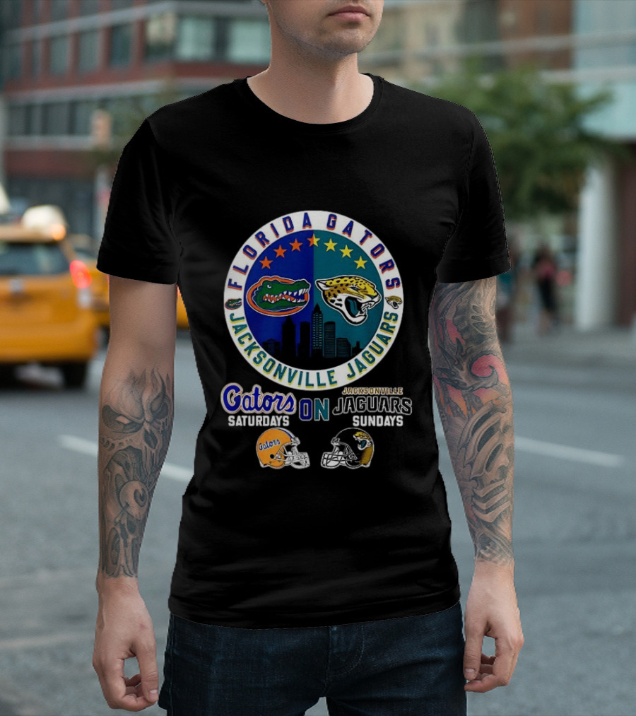 Florida Gators Jacksonville Jaguars Saturdays Sundays Fan Mashup T-Shirt
