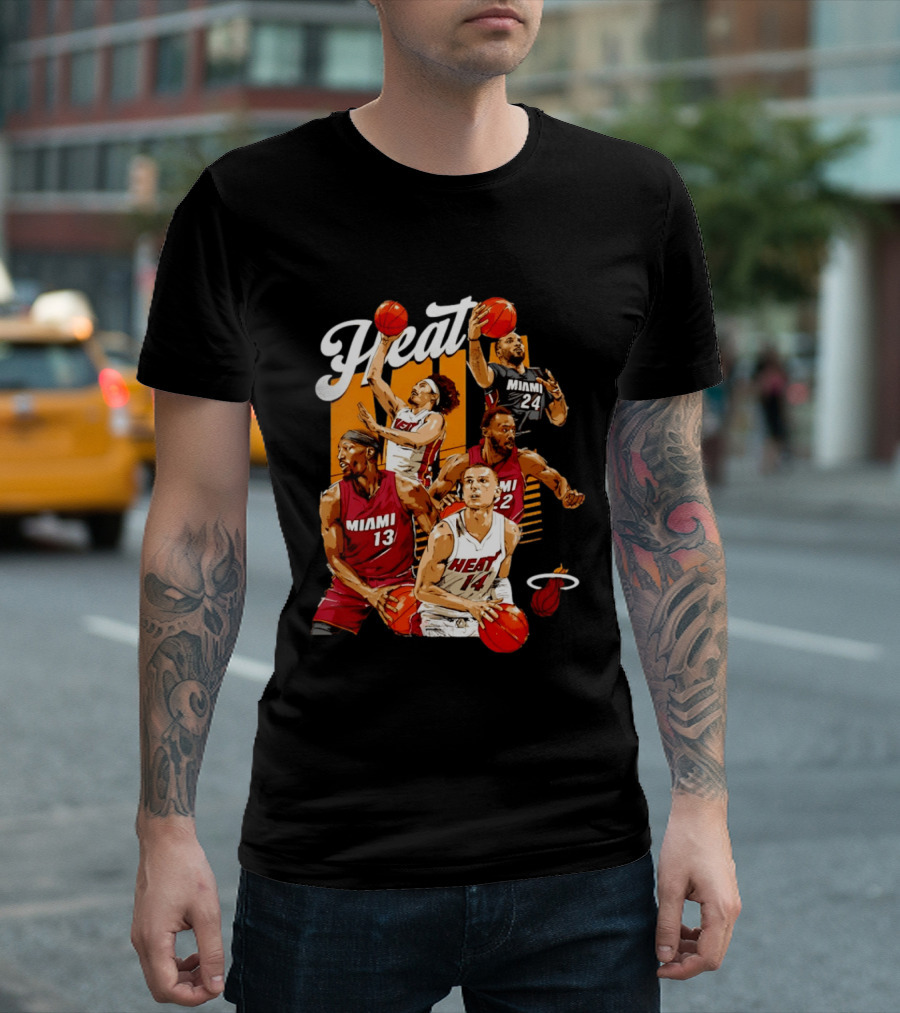 Miami Heat 2026 Starting 5 Basketball Players Miami 13 14 22 24 T-Shirt