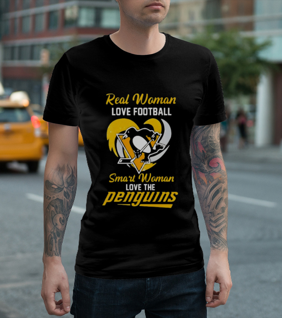 Real Woman Love Football Smart Woman Love The Penguins T-Shirt