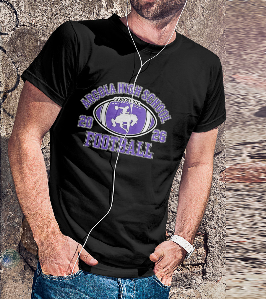 Arcola High School Football 2026 Purple Football T-Shirt