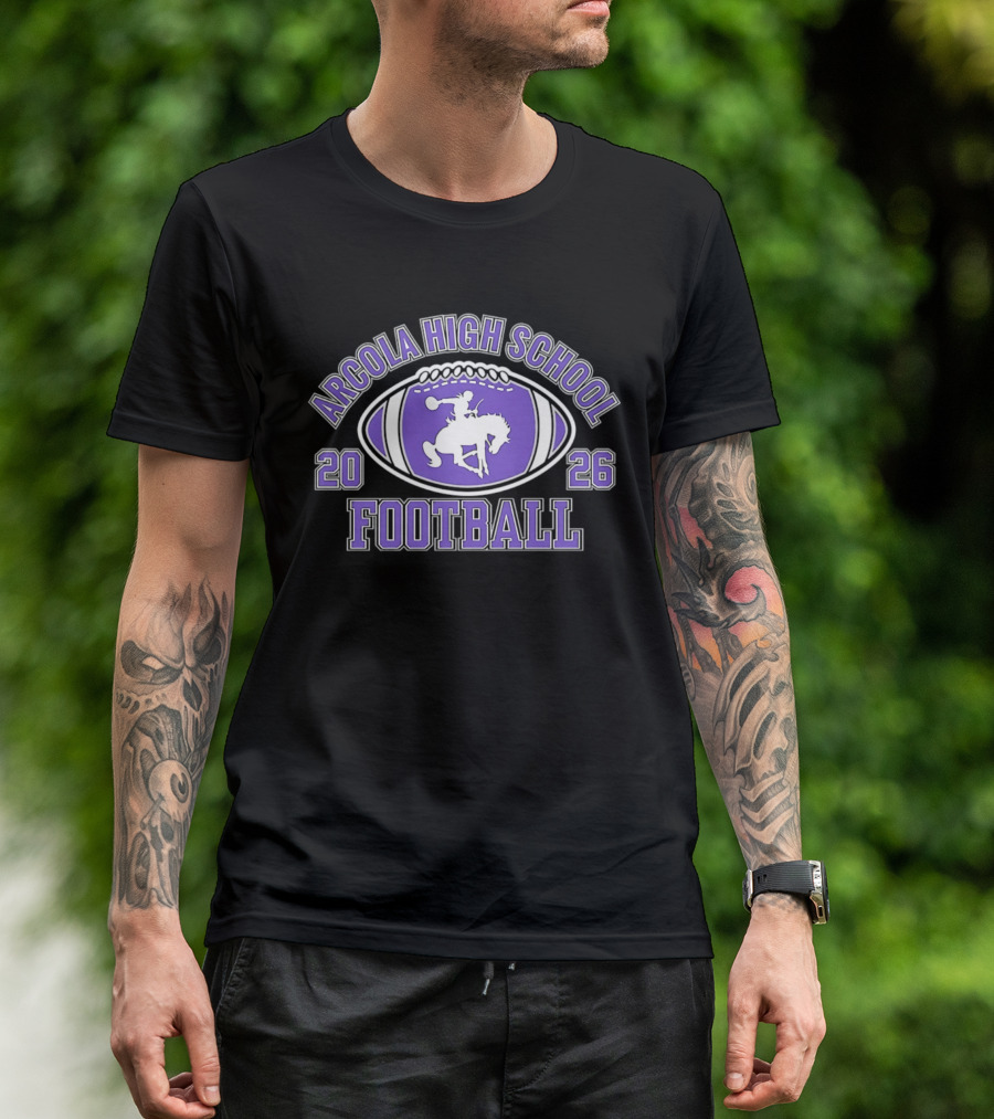 Arcola High School Football 2026 Purple Football T-Shirt
