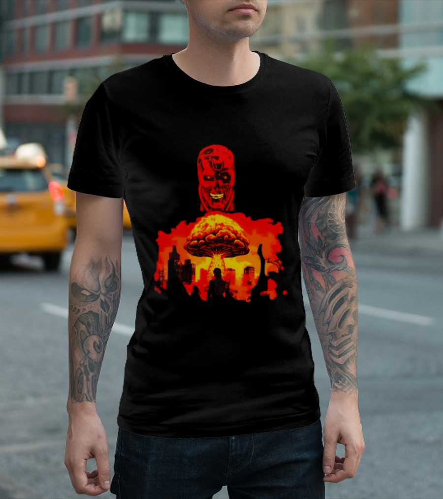 Determined Fate Skull Red Apocalypse Scene T-Shirt