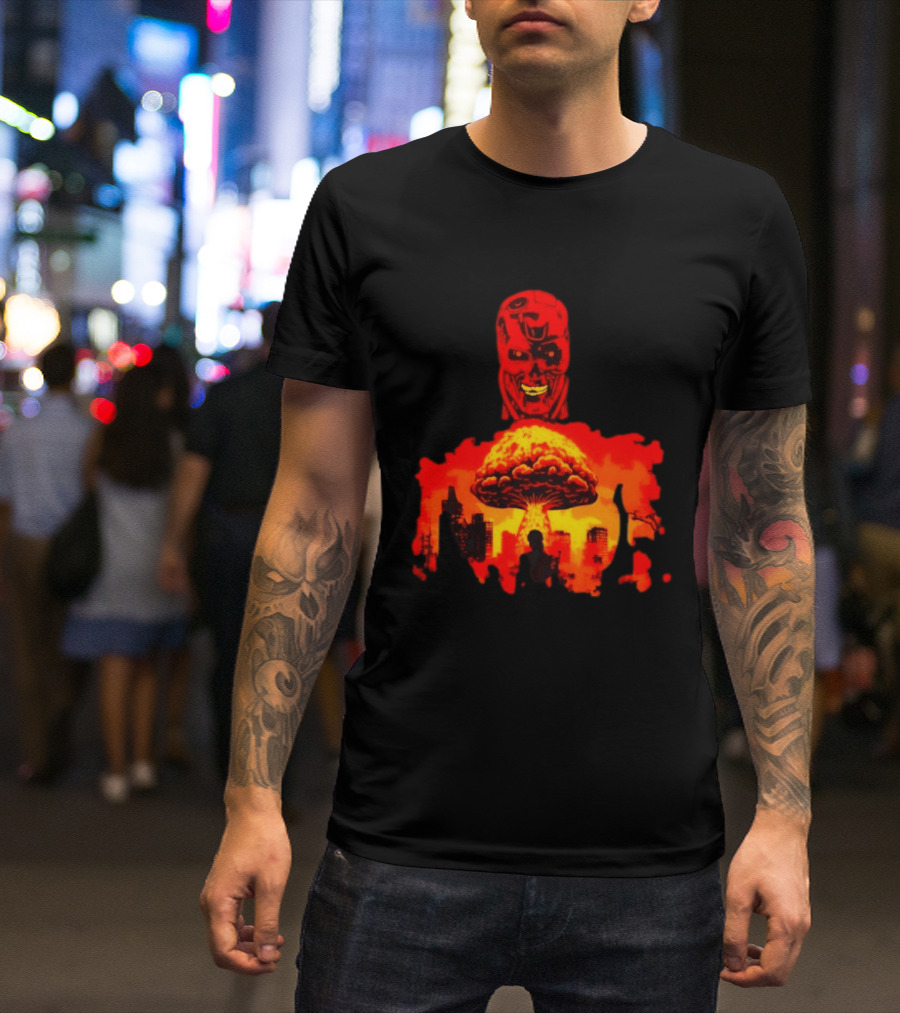 Determined Fate Skull Red Apocalypse Scene T-Shirt