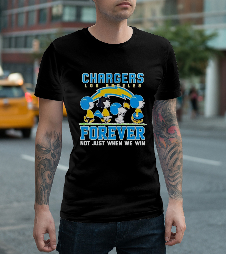 Los Angeles Chargers Peanuts Characters Forever Not Just When We Win T-Shirt
