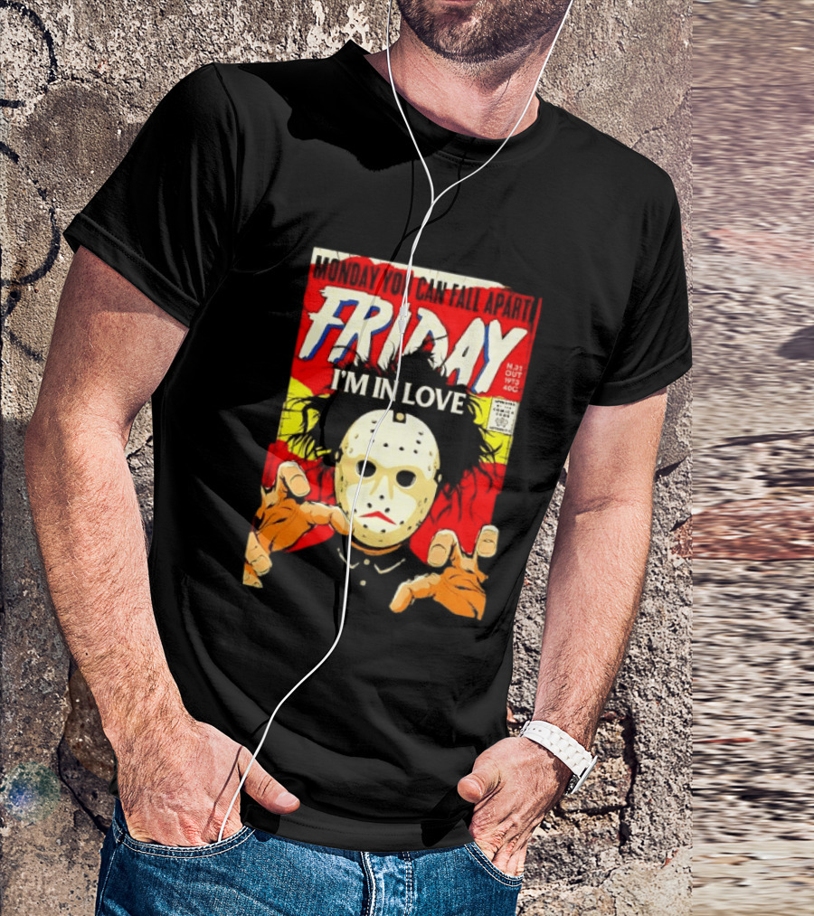 Monday You Can Fall Apart Friday I'm In Love Jason Voorhees Comic T-Shirt