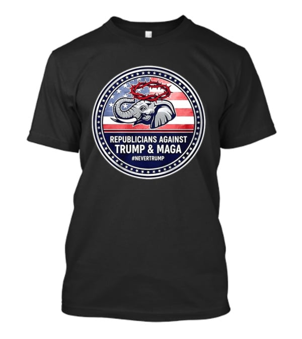 Republicans Against Trump & MAGA #NeverTrump Anti MAGA Elephant American Flag T-Shirt