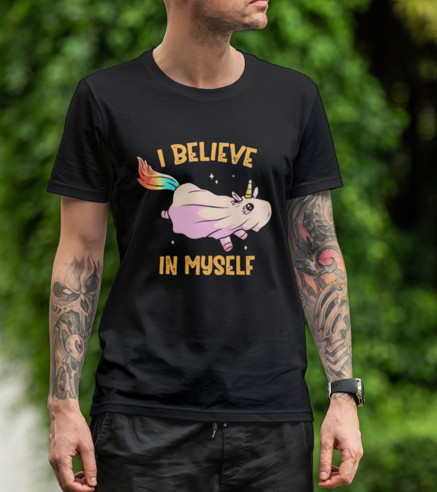 Unicorn I Believe In Myself Floating Rainbow Mane Kawaii T-Shirt