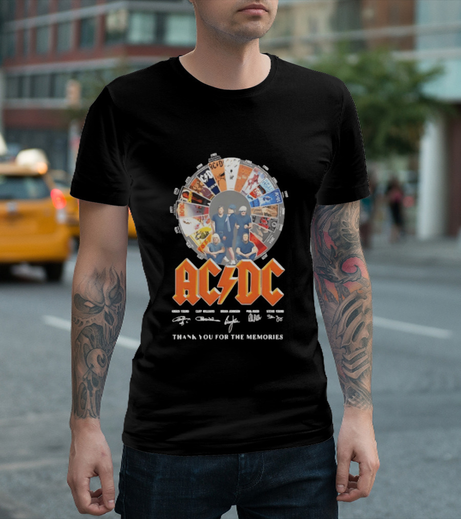 AC DC Band Name Album Collage Thank You For The Memories T-Shirt