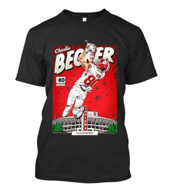 Charlie Becker Indiana Hoosiers No 80 Football Catch Comic Stadium Scene T-Shirt