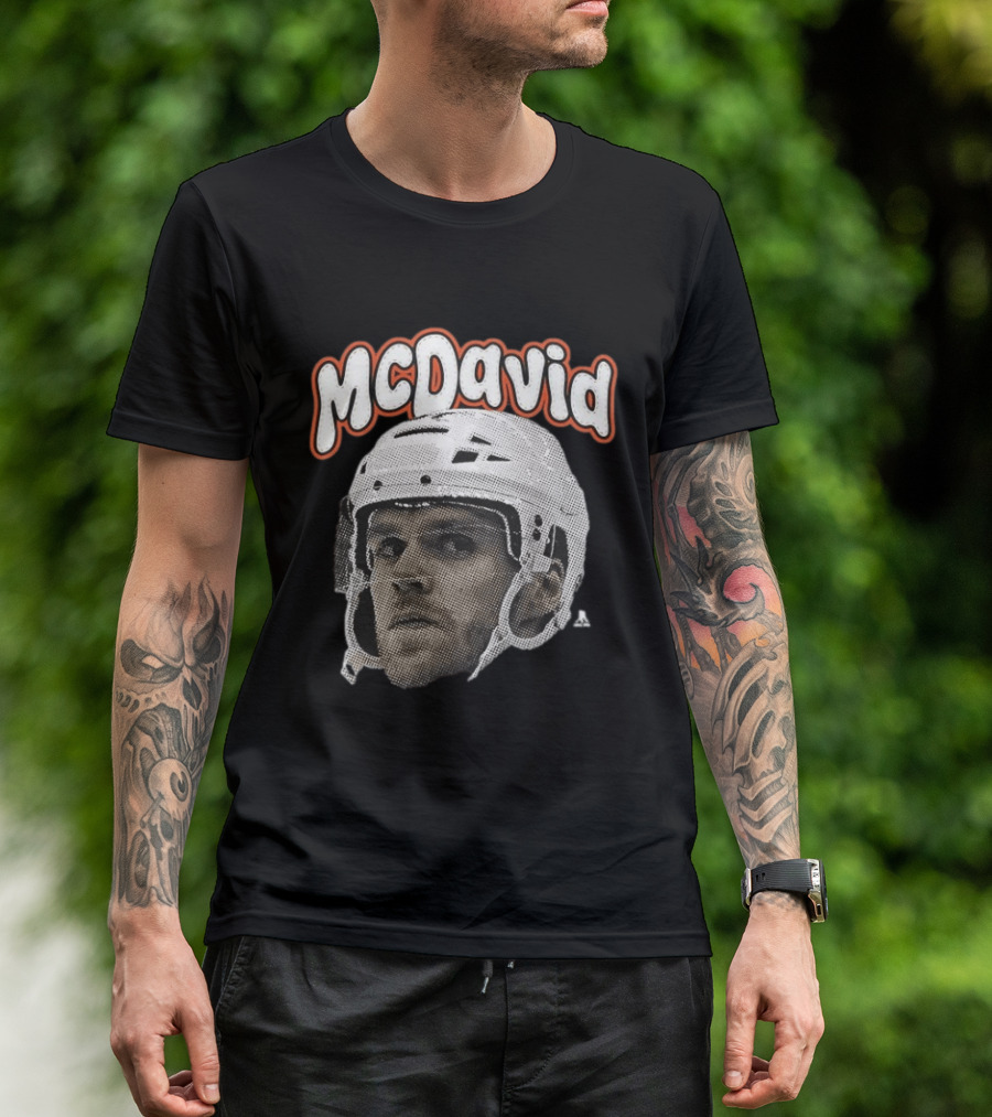 Connor McDavid Edmonton Oilers Hockey Big Face Bold Text NHL Fan T-Shirt