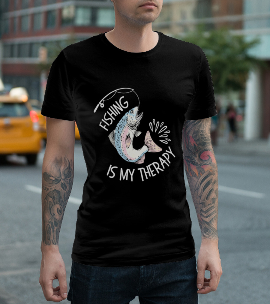 Fishing Is My Therapy Rainbow Trout Splash T-Shirt