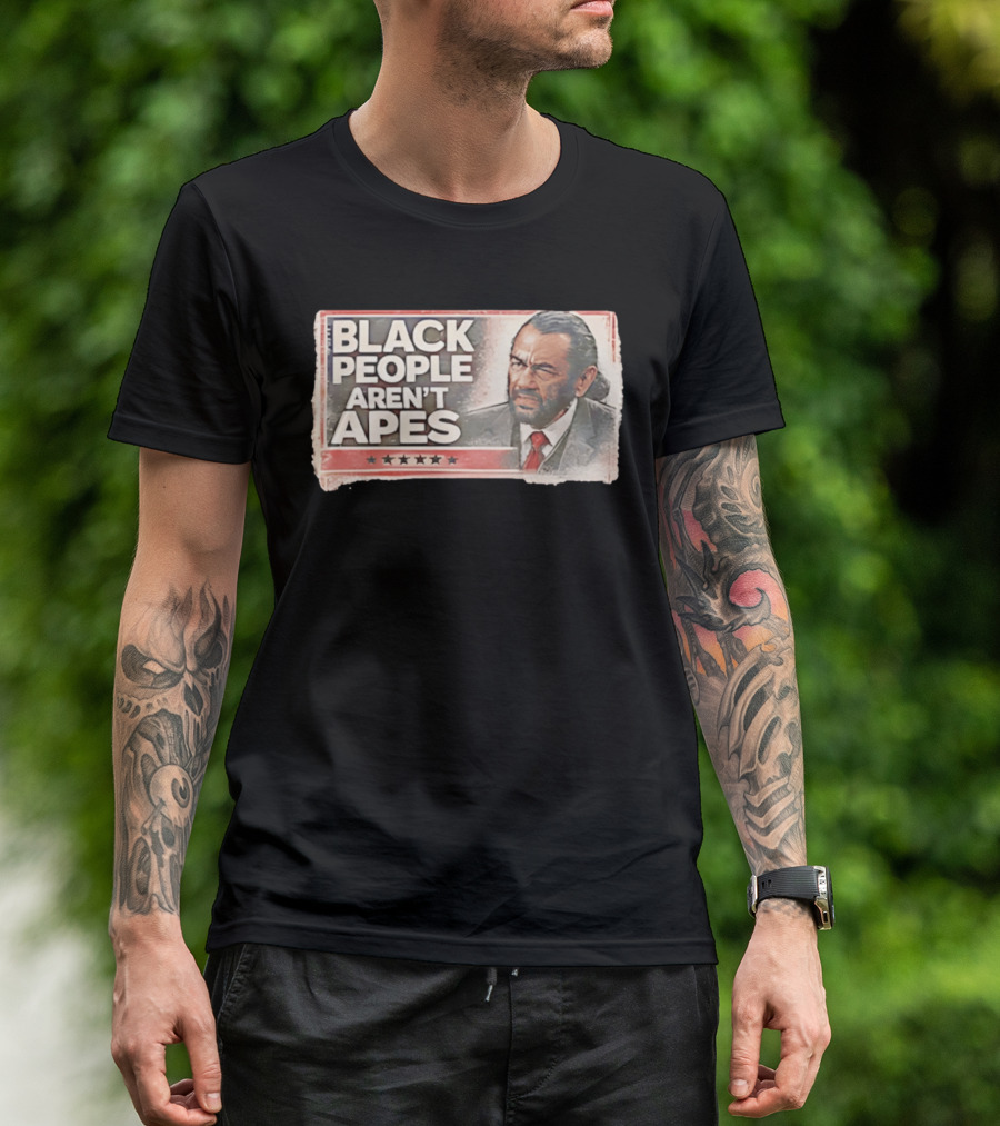 BLACK PEOPLE AREN'T APES Image Of Man In Suit And Tie With Stars T-Shirt