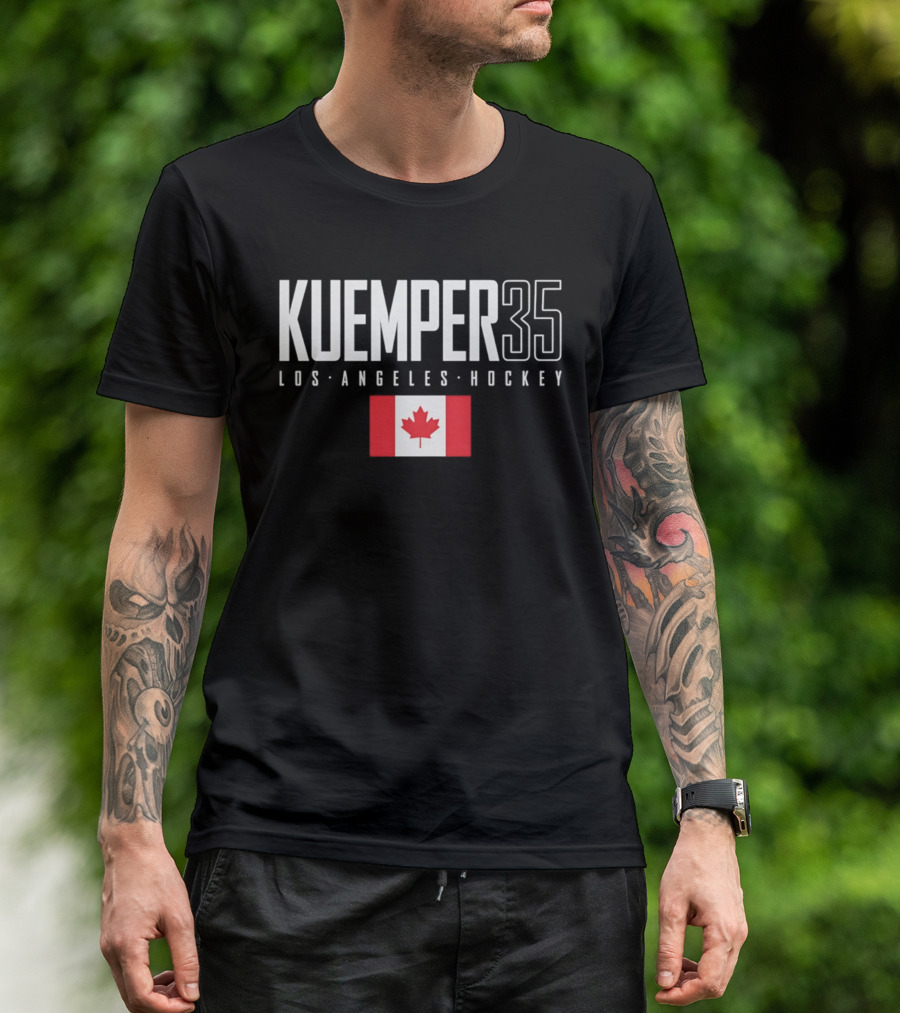 Kuemper 35 Los Angeles Hockey Canada Flag T-Shirt