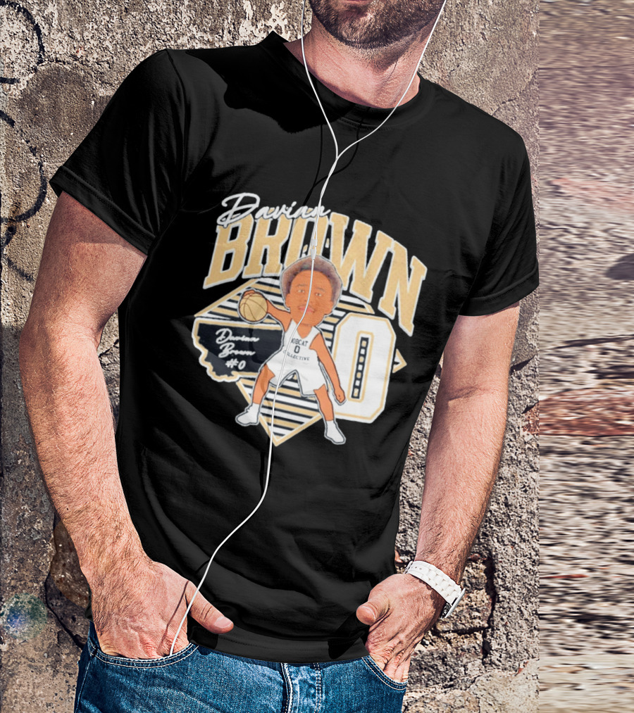 Davian Brown Bobcat Collective #0 Caricature Montana State T-Shirt
