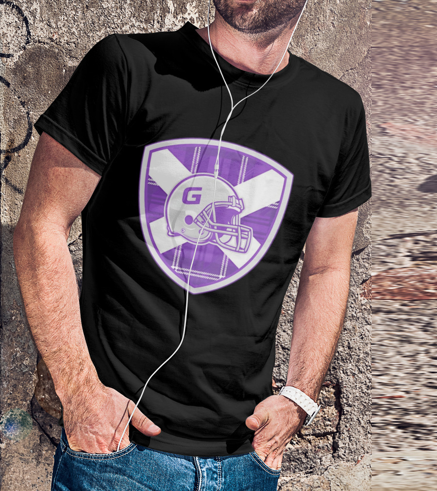 Glasgow Tartan Football Helmet Badge With St. Andrew's Cross T-Shirt
