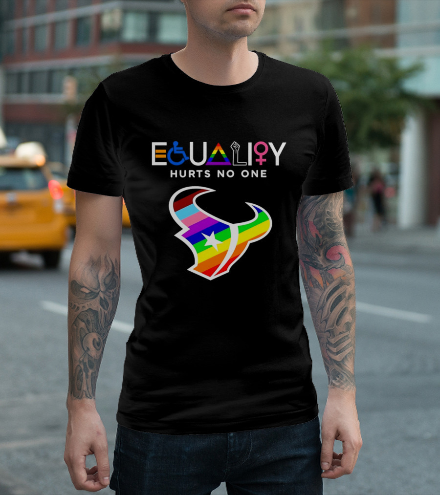 Houston Texans Equality Rainbow Logo Hurts No One T-Shirt