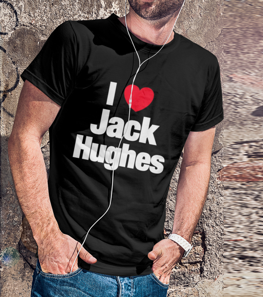 I Love Jack Hughes New Jersey Devils Heart Fan T-Shirt