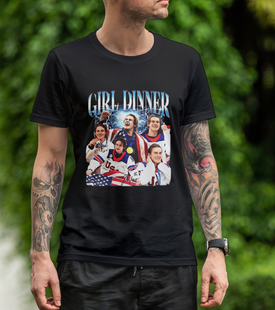 Girl Dinner Jack Hughes USA Hockey Team Celebration T-Shirt