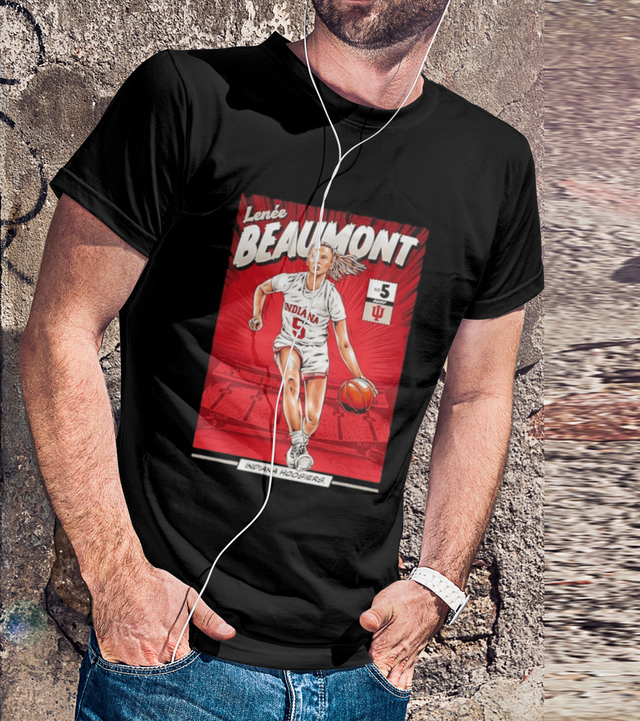 Lenée Beaumont Indiana Hoosiers No 5 Comic Basketball Athlete T-Shirt