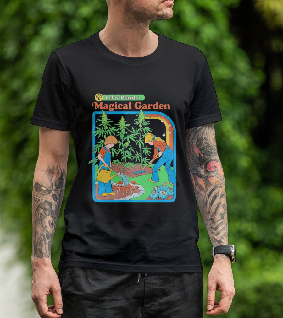 Let's Plant A Magical Garden Children Steven Rhodes Retro Gardening Adventure T-Shirt