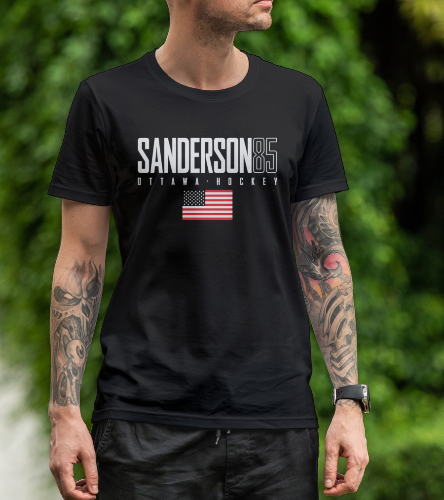 Sanderson 85 Ottawa Hockey USA Flag T-Shirt