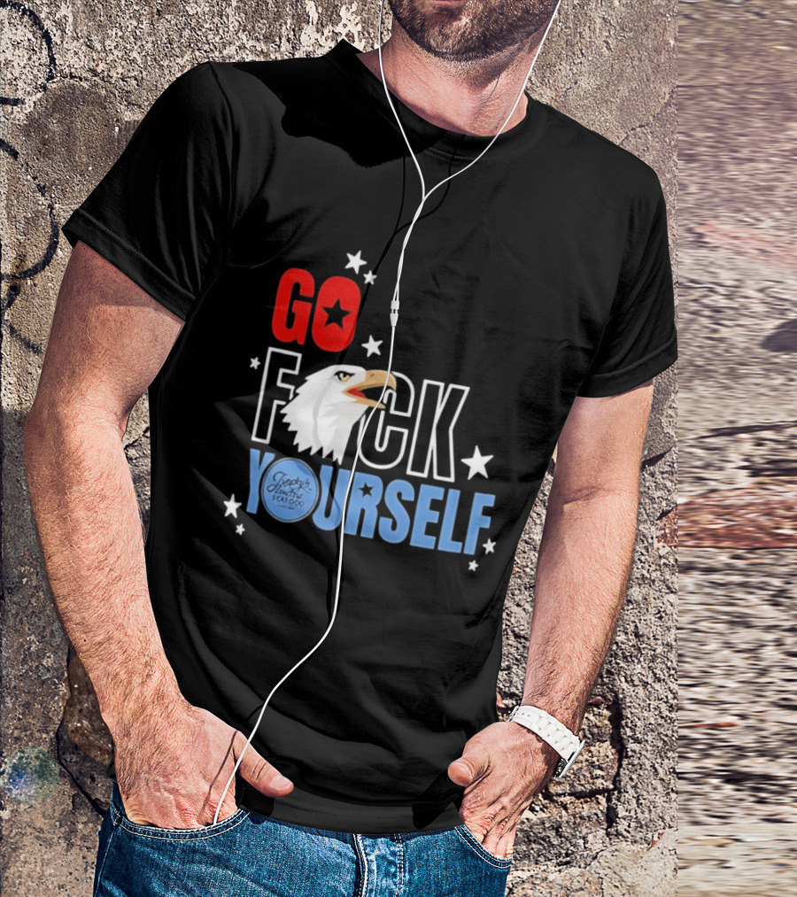Jimmys Famous Seafood Go F Yourself Bald Eagle Stars T-Shirt