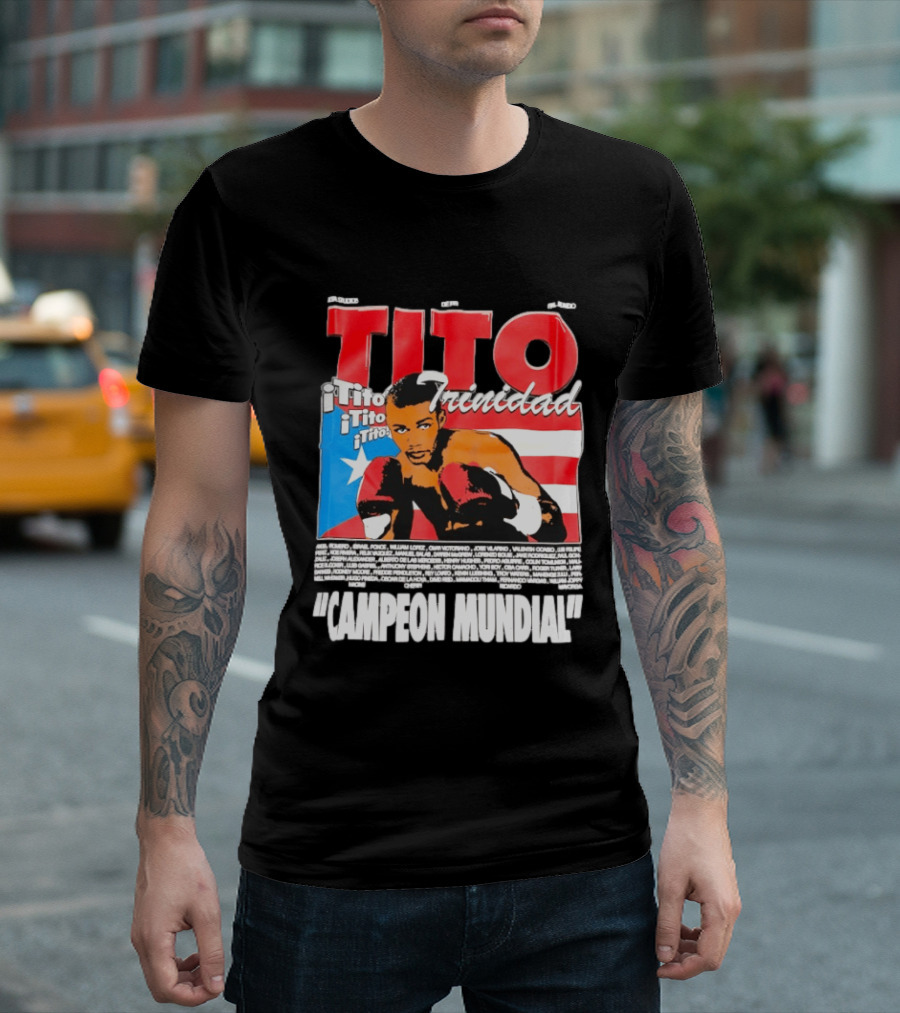 Tito Trinidad Campeon Mundial Puerto Rican Flag Boxing Legend T-Shirt