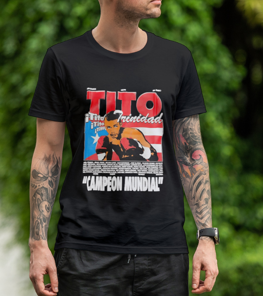 Tito Trinidad Campeon Mundial Puerto Rican Flag Boxing Legend T-Shirt