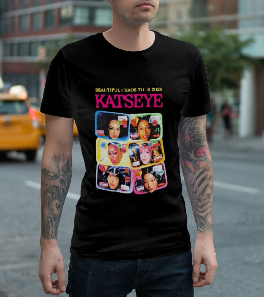 Beautiful Chaos Tour 2025 Katseye Selfie Expressive Portraits 90s Pop T-Shirt