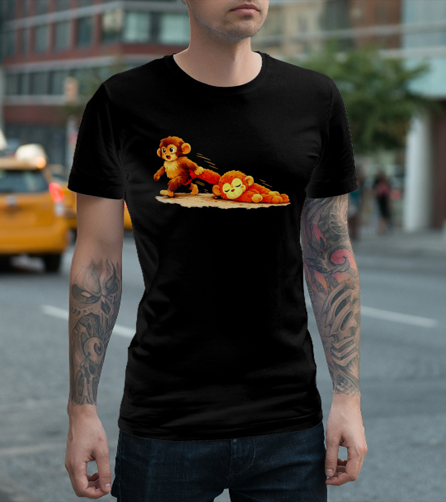 Monkey Baby Pulling Sleeping Monkey Meme T-Shirt