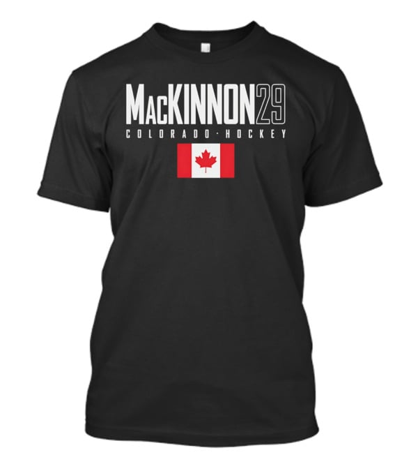 MacKinnon 29 Colorado Hockey With Canada Flag T-Shirt