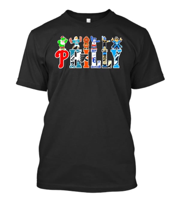 Philadelphia Phillies Eagles Flyers 76ers Philly Sports Team Characters T-Shirt