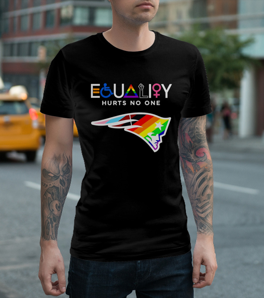 New England Patriots Equality Hurts No One Inclusive Pride Logos T-Shirt
