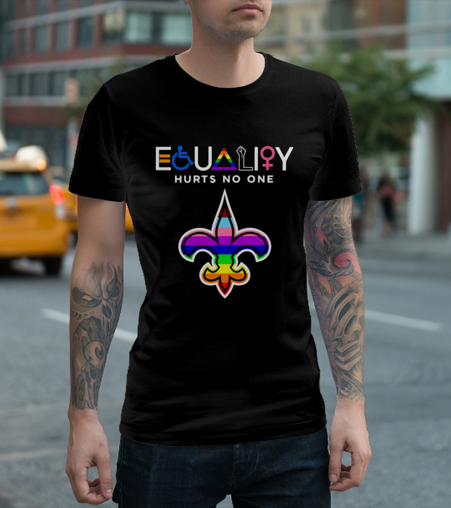 New Orleans Saints Equality Hurts No One Inclusive Pride Fleur De Lis T-Shirt