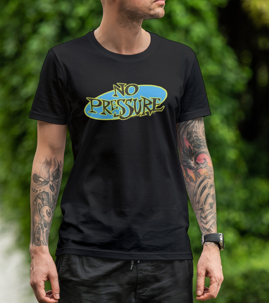 Retro Text Style No Pressure Blue Yellow T-Shirt