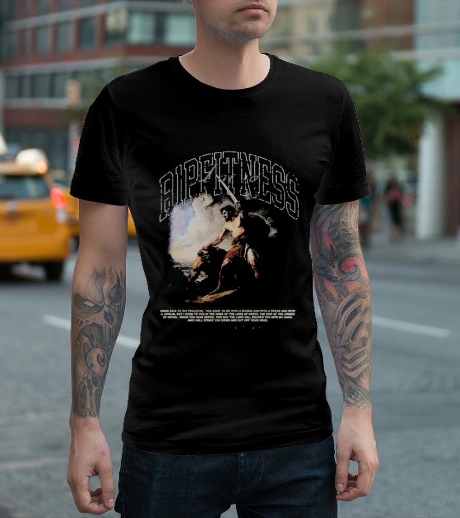 R1pfitness David The Shepherd King Michelangelo Biblical Warrior T-Shirt