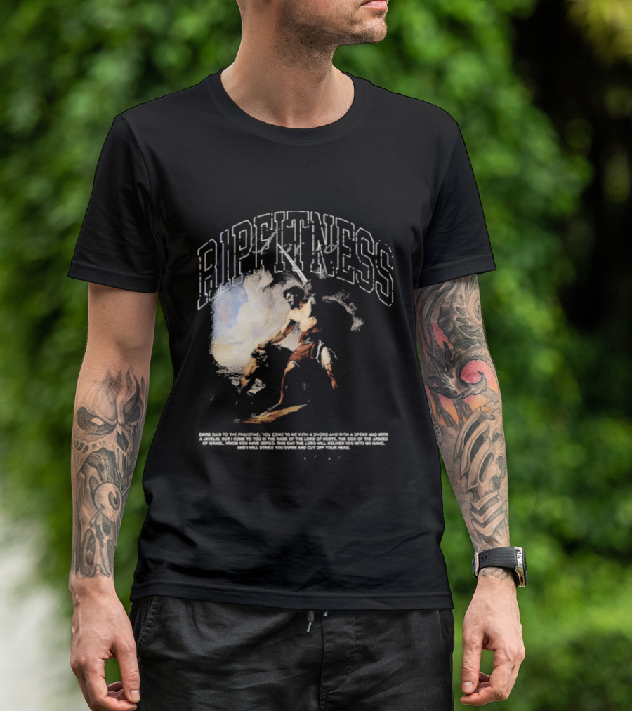 R1pfitness David The Shepherd King Michelangelo Biblical Warrior T-Shirt