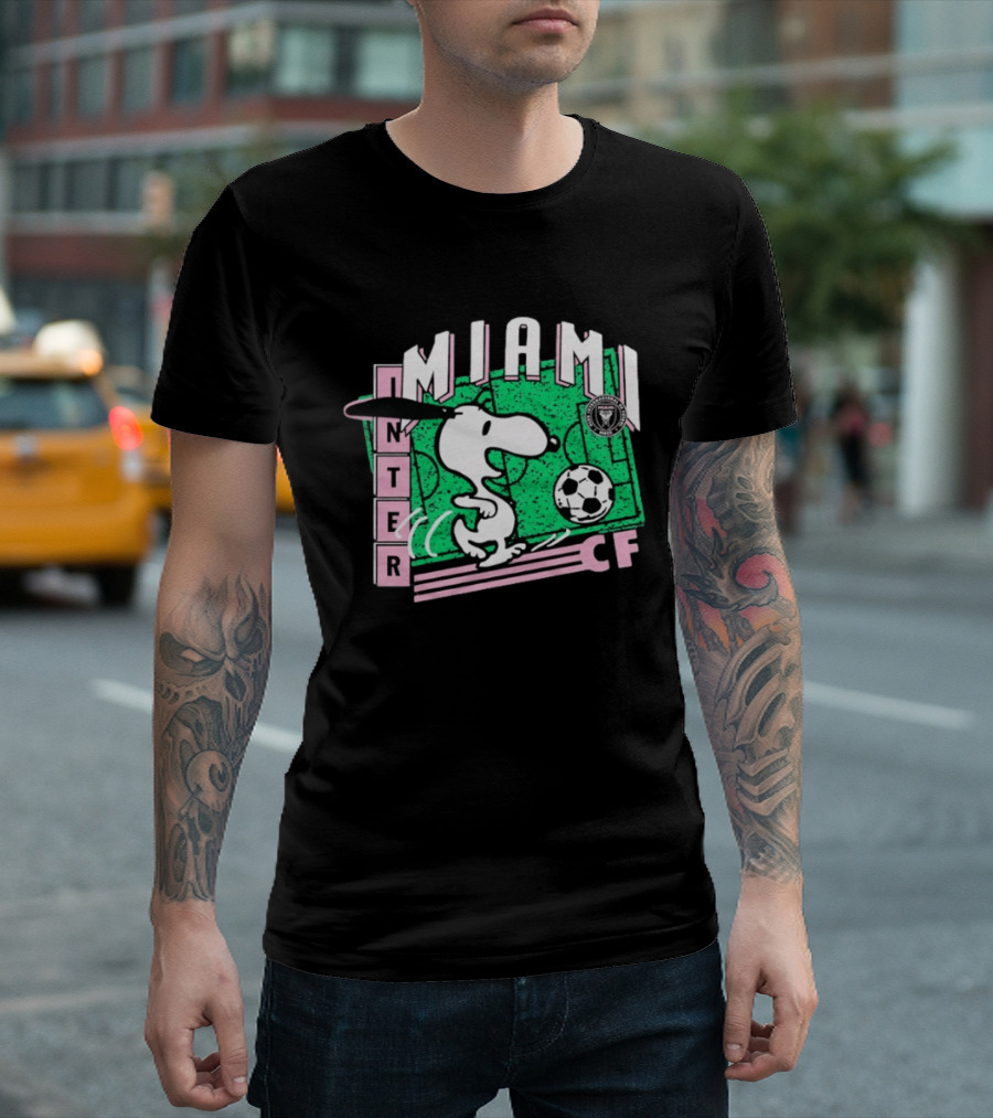 Inter Miami CF Snoopy Soccer Peanuts Collaboration T-Shirt
